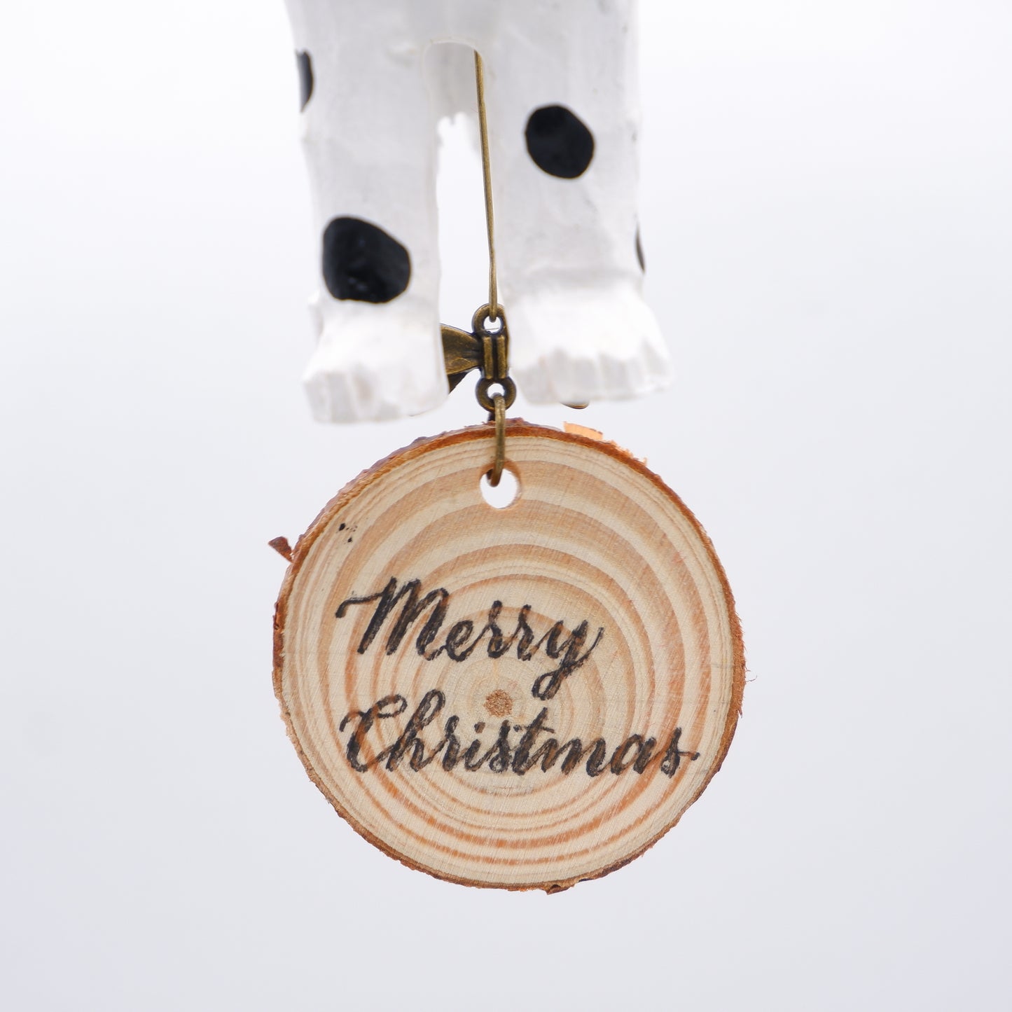 The Spotted Friend - Hand Carved Wooden Ornament with Personalised Wooden Name Tag
