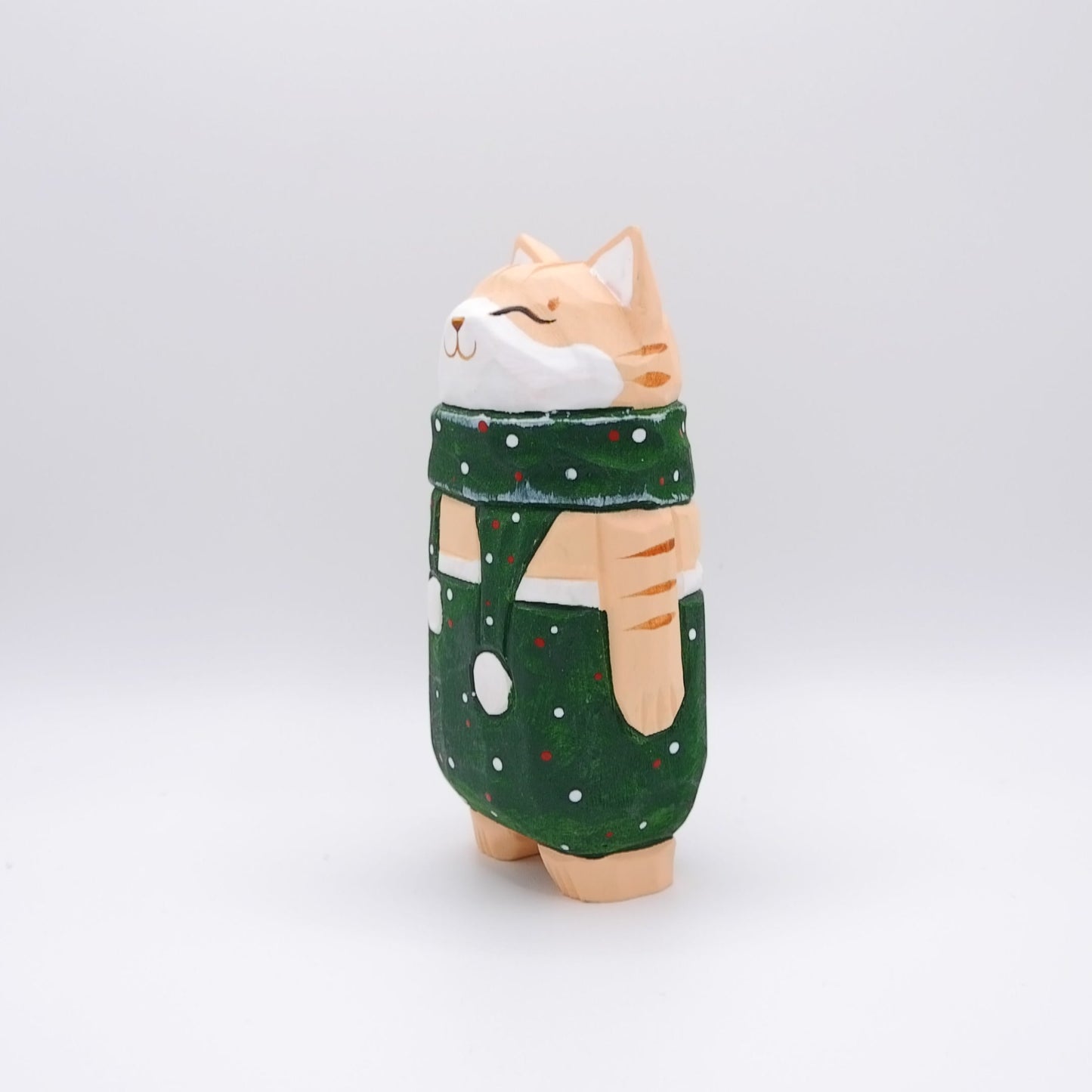 The Cozy Cat - Hand Carved Wooden Figure