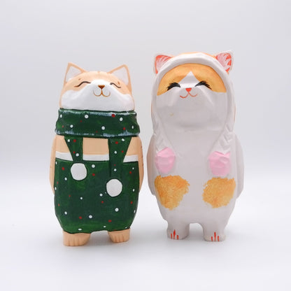 The Cozy Cat - Hand Carved Wooden Figure