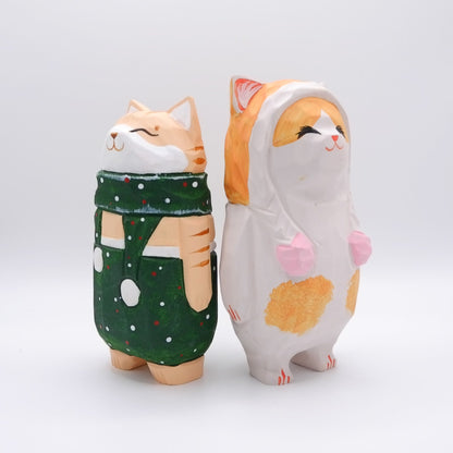 The Cozy Cat - Hand Carved Wooden Figure