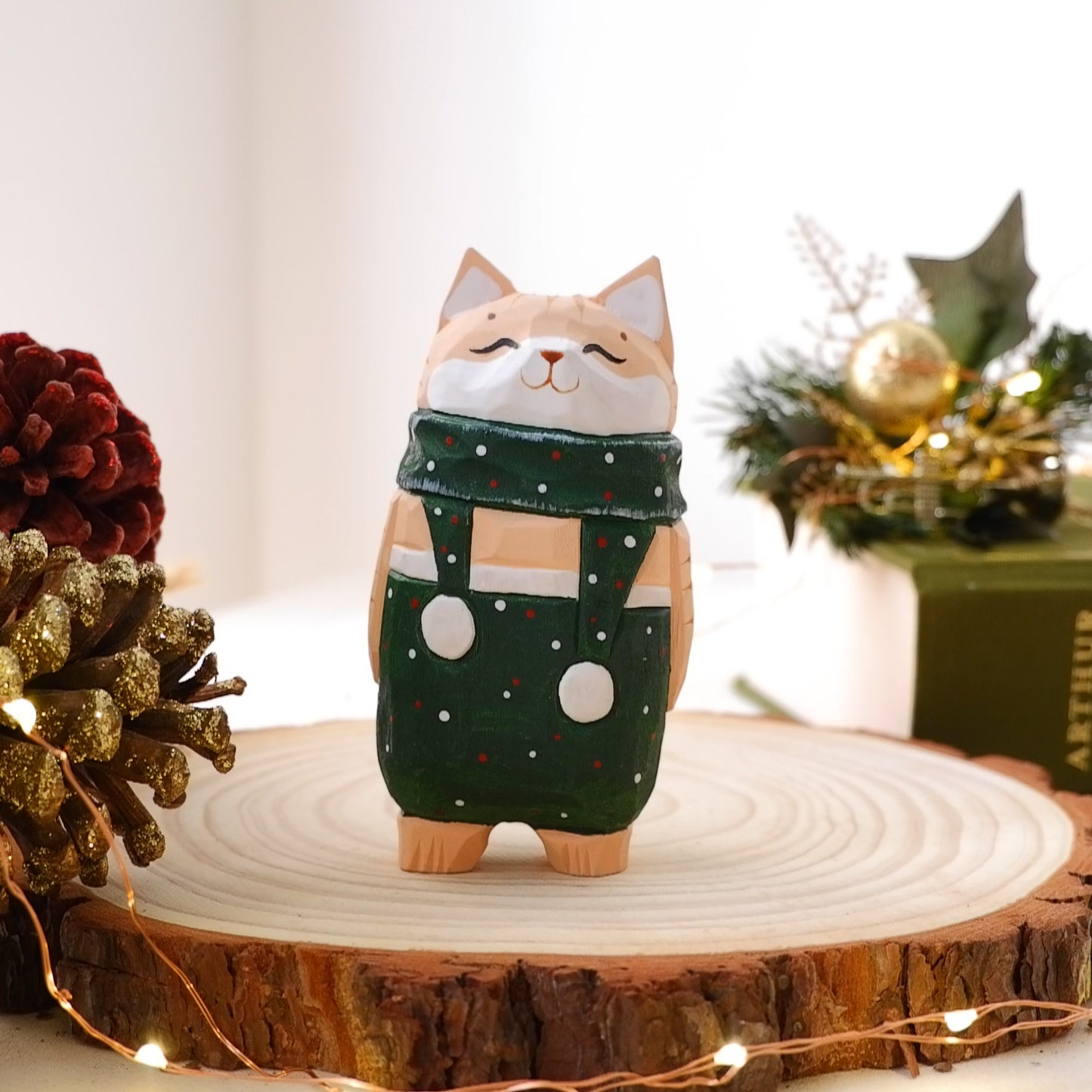 The Cozy Cat - Hand Carved Wooden Figure