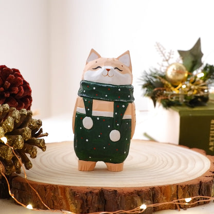 The Cozy Cat - Hand Carved Wooden Figure
