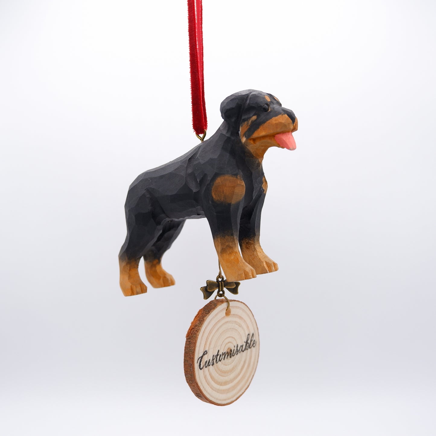 The Quiet Protector - Hand Carved Wooden Ornament with Personalised Wooden Name Tag