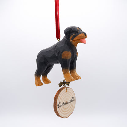 The Quiet Protector - Hand Carved Wooden Ornament with Personalised Wooden Name Tag