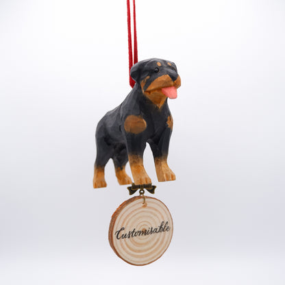The Quiet Protector - Hand Carved Wooden Ornament with Personalised Wooden Name Tag