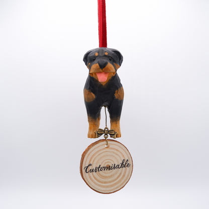 The Quiet Protector - Hand Carved Wooden Ornament with Personalised Wooden Name Tag