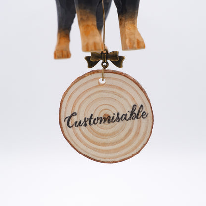 The Quiet Protector - Hand Carved Wooden Ornament with Personalised Wooden Name Tag