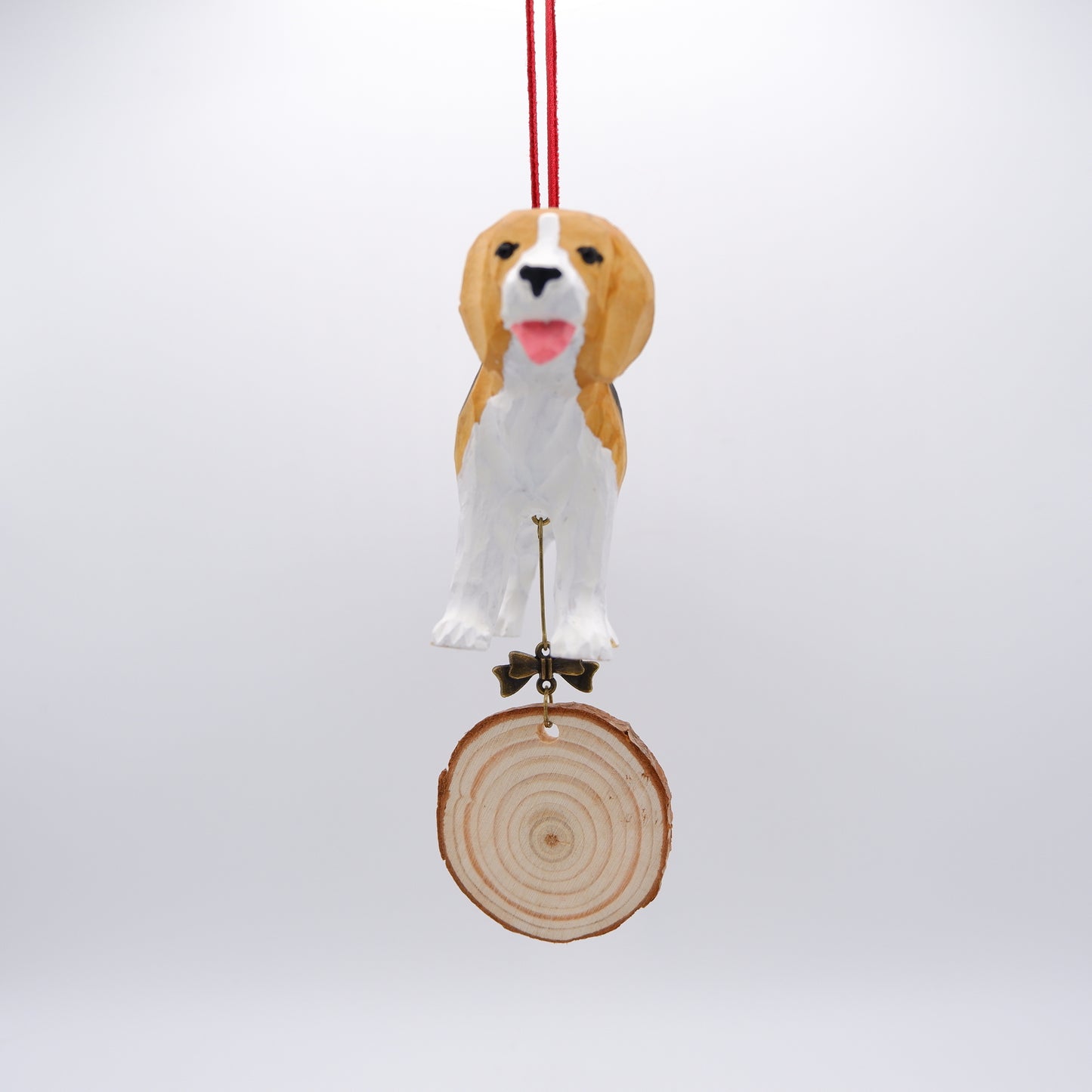 The Little Sniffer - Hand Carved Wooden Ornament with Personalised Wooden Name Tag