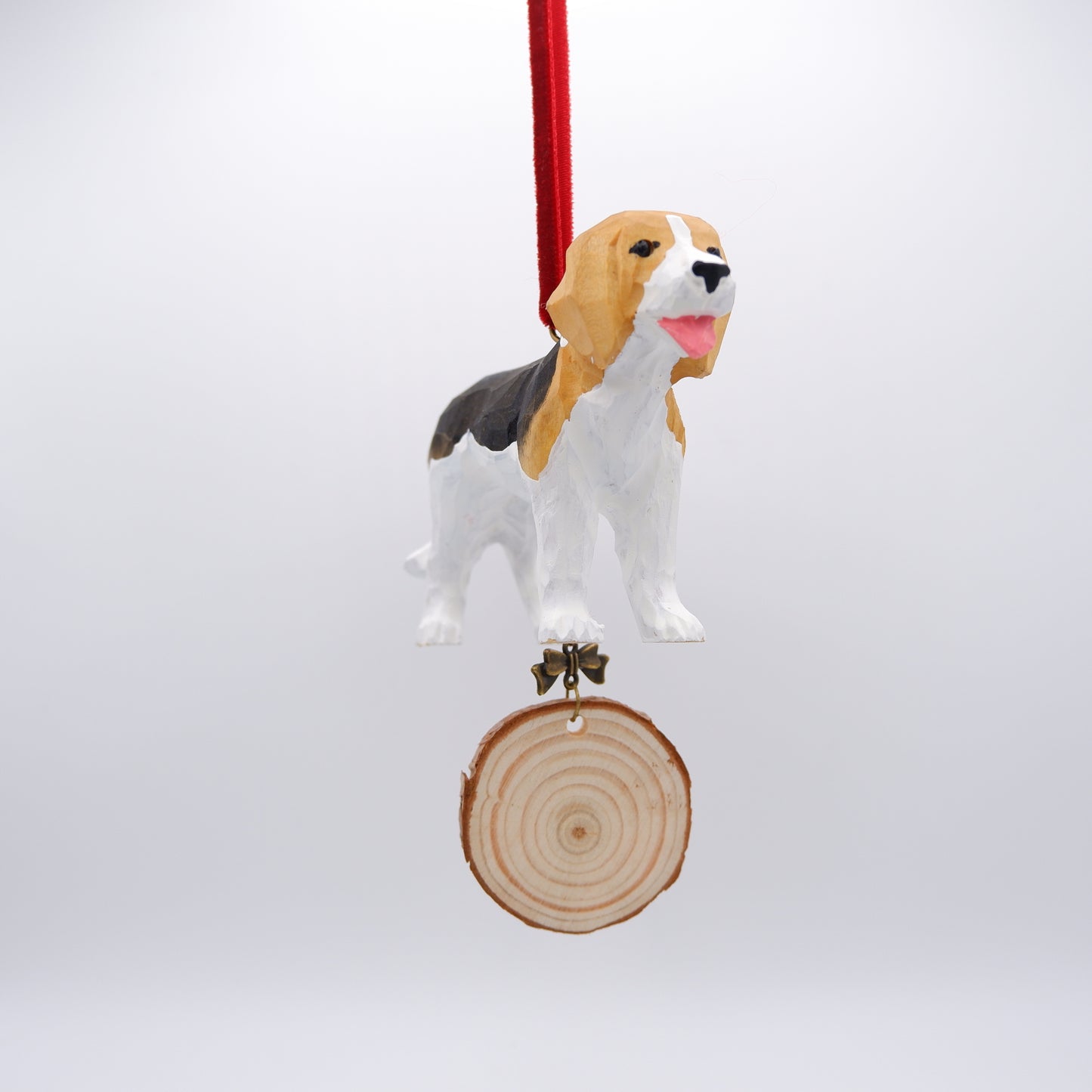 The Little Sniffer - Hand Carved Wooden Ornament with Personalised Wooden Name Tag