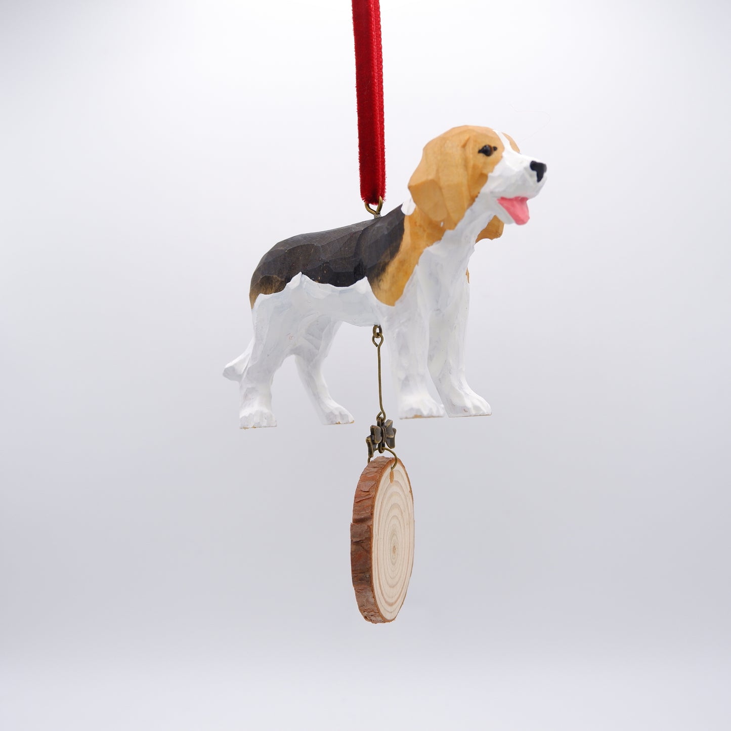 The Little Sniffer - Hand Carved Wooden Ornament with Personalised Wooden Name Tag