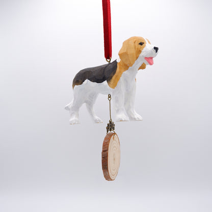 The Little Sniffer - Hand Carved Wooden Ornament with Personalised Wooden Name Tag