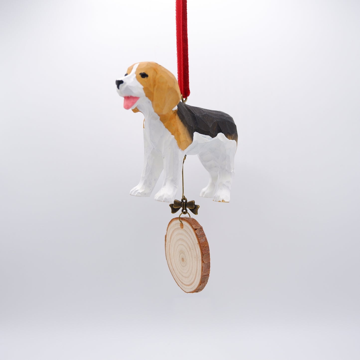 The Little Sniffer - Hand Carved Wooden Ornament with Personalised Wooden Name Tag