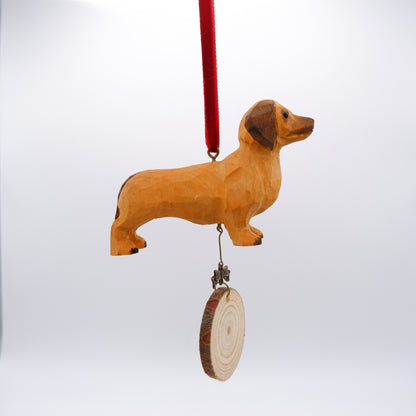 The Merry Barker - Hand Carved Wooden Ornament with Personalised Wooden Name Tag