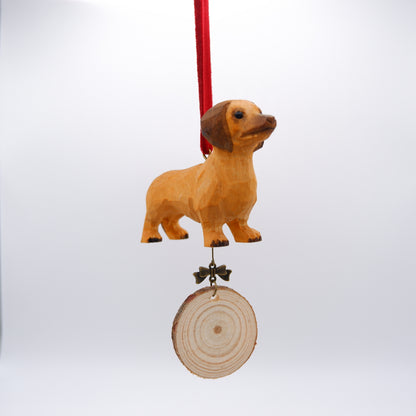 The Merry Barker - Hand Carved Wooden Ornament with Personalised Wooden Name Tag