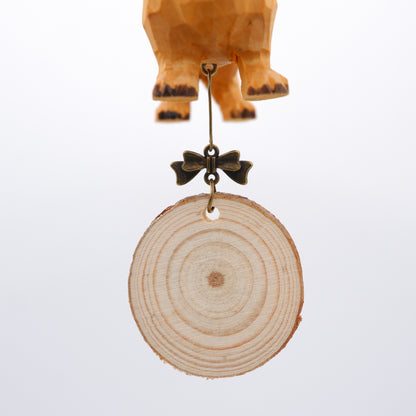 The Merry Barker - Hand Carved Wooden Ornament with Personalised Wooden Name Tag