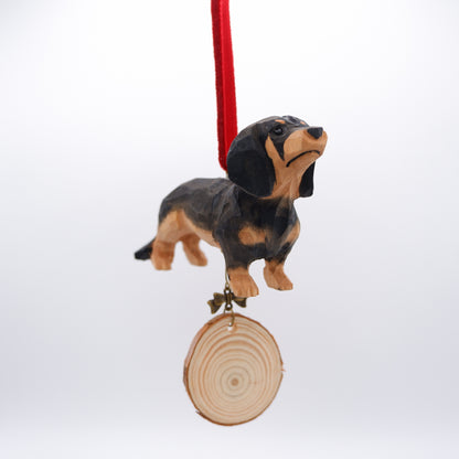 The Merry Barker - Hand Carved Wooden Ornament with Personalised Wooden Name Tag