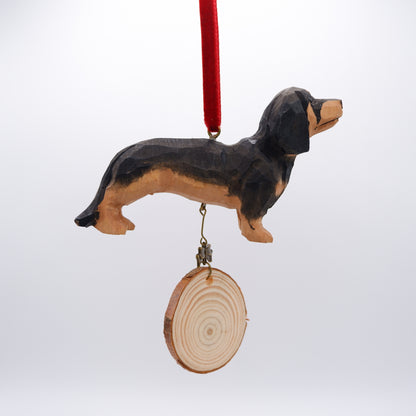 The Merry Barker - Hand Carved Wooden Ornament with Personalised Wooden Name Tag