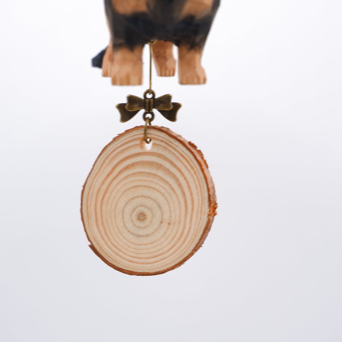 The Merry Barker - Hand Carved Wooden Ornament with Personalised Wooden Name Tag