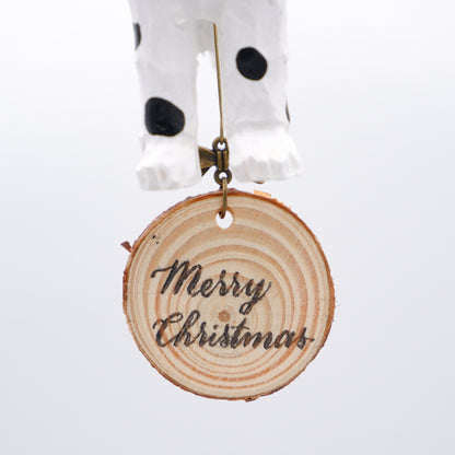 The Spotted Friend - Hand Carved Wooden Ornament with Personalised Wooden Name Tag