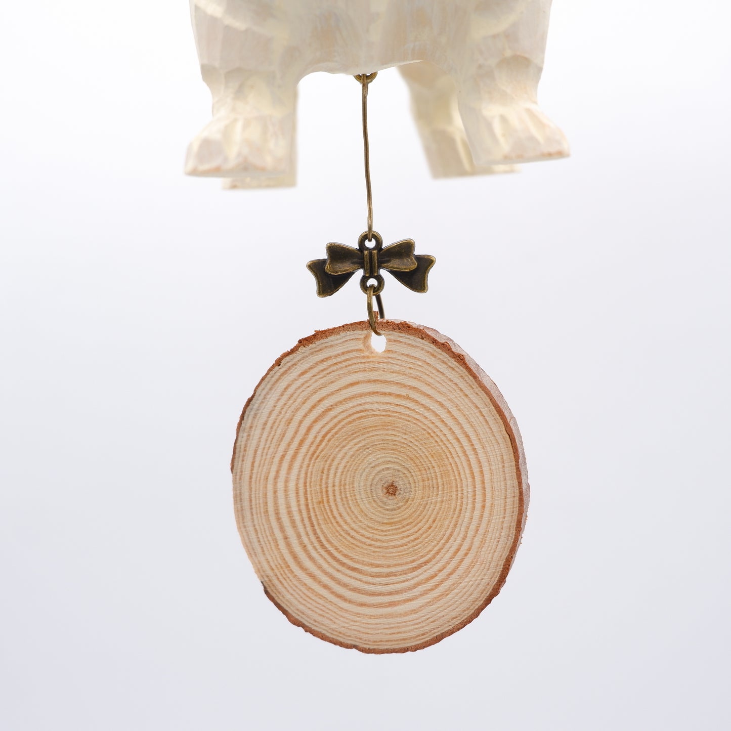 The Little Guardian - Hand Carved Wooden Ornament with Personalised Wooden Name Tag