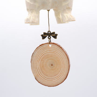 The Little Guardian - Hand Carved Wooden Ornament with Personalised Wooden Name Tag