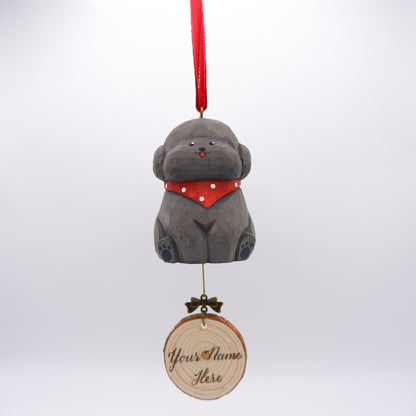 The Little Scholar - Hand Carved Wooden Ornament with Personalised Wooden Name Tag
