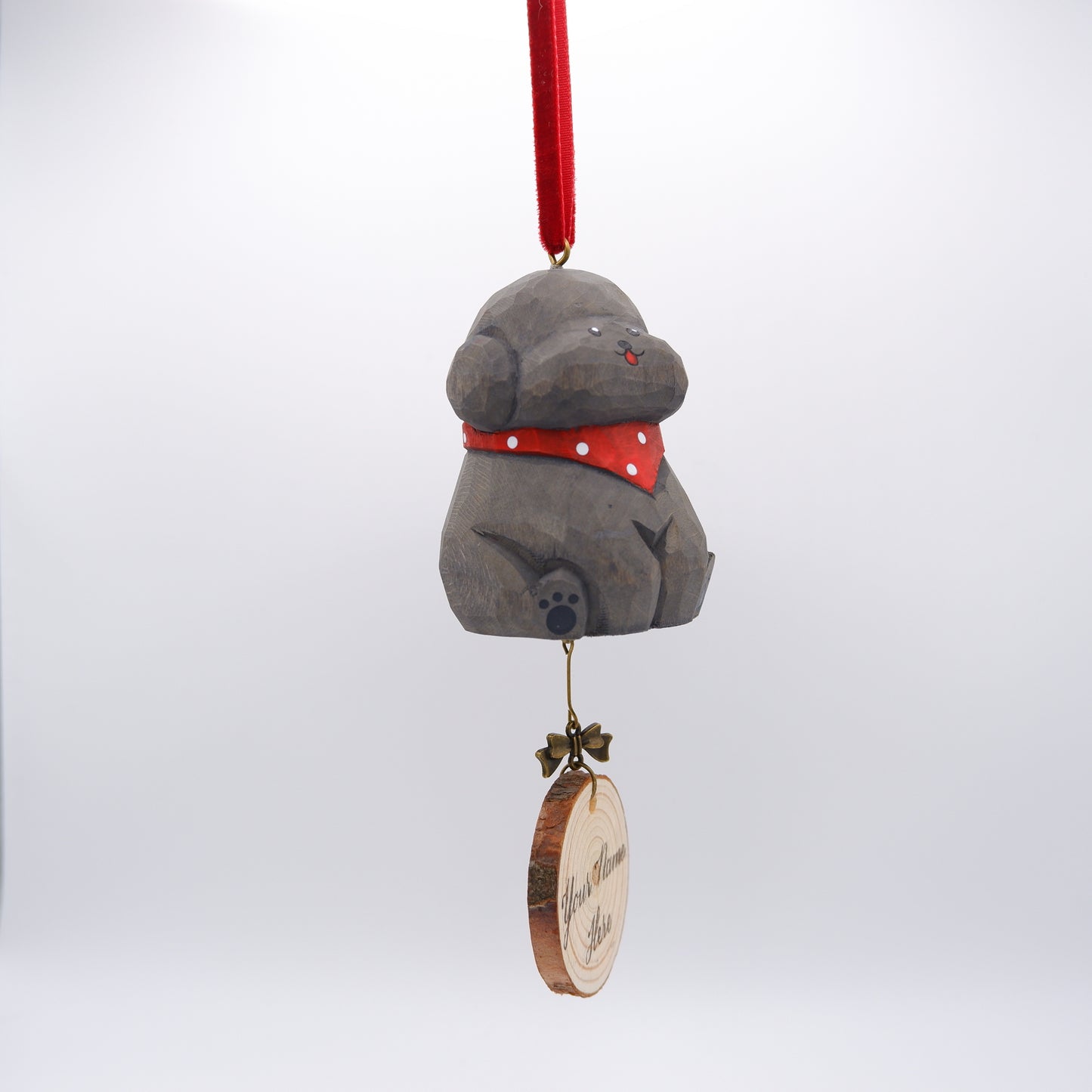 The Little Scholar - Hand Carved Wooden Ornament with Personalised Wooden Name Tag