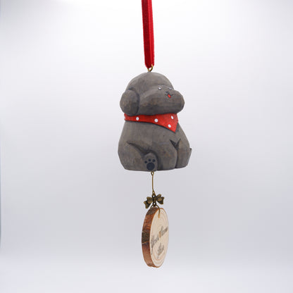 The Little Scholar - Hand Carved Wooden Ornament with Personalised Wooden Name Tag