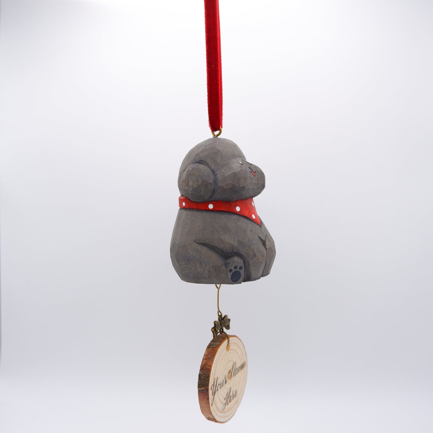 The Little Scholar - Hand Carved Wooden Ornament with Personalised Wooden Name Tag