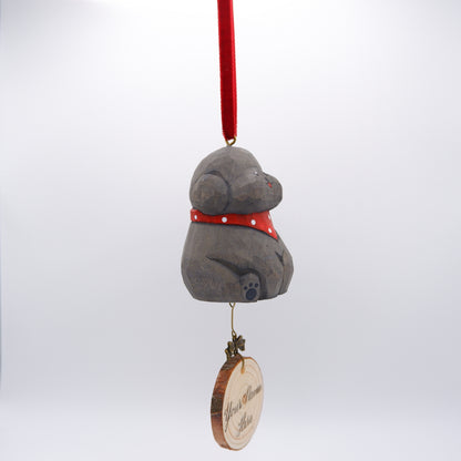 The Little Scholar - Hand Carved Wooden Ornament with Personalised Wooden Name Tag