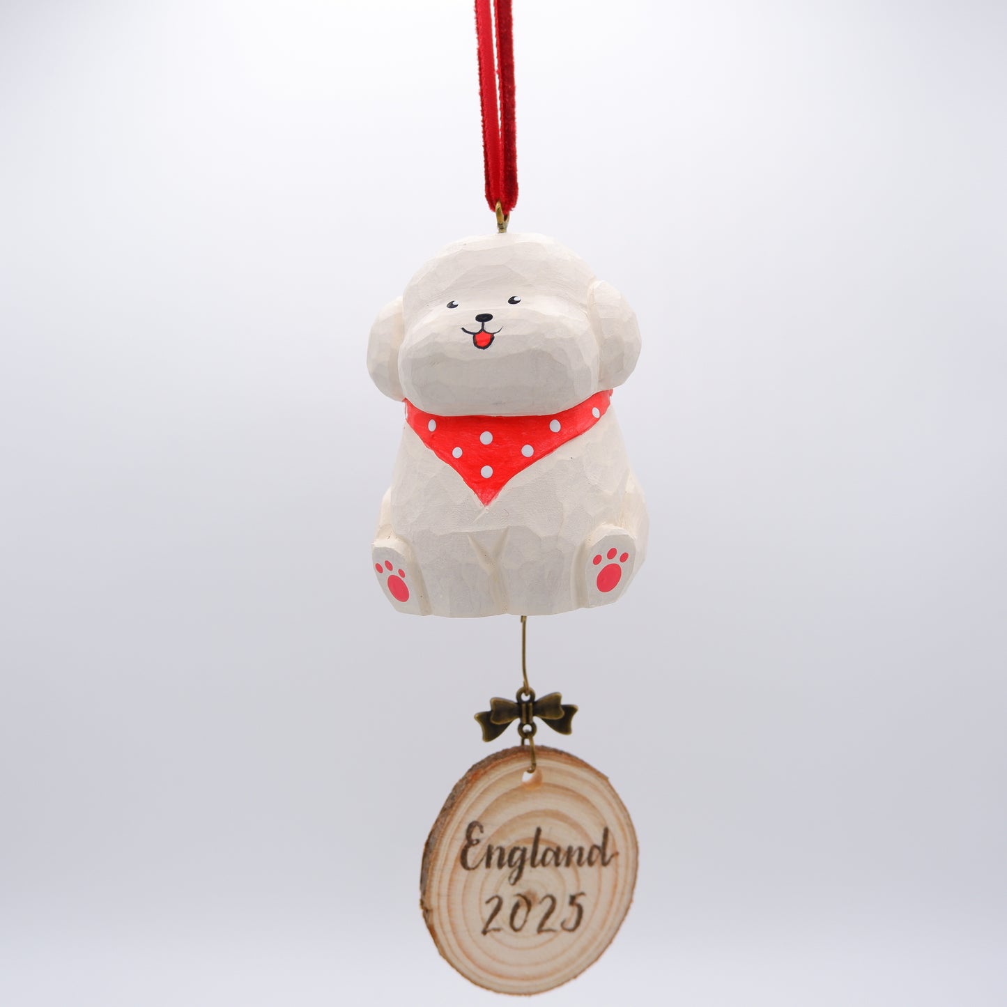 The Little Scholar - Hand Carved Wooden Ornament with Personalised Wooden Name Tag