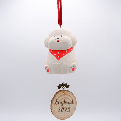 The Little Scholar - Hand Carved Wooden Ornament with Personalised Wooden Name Tag