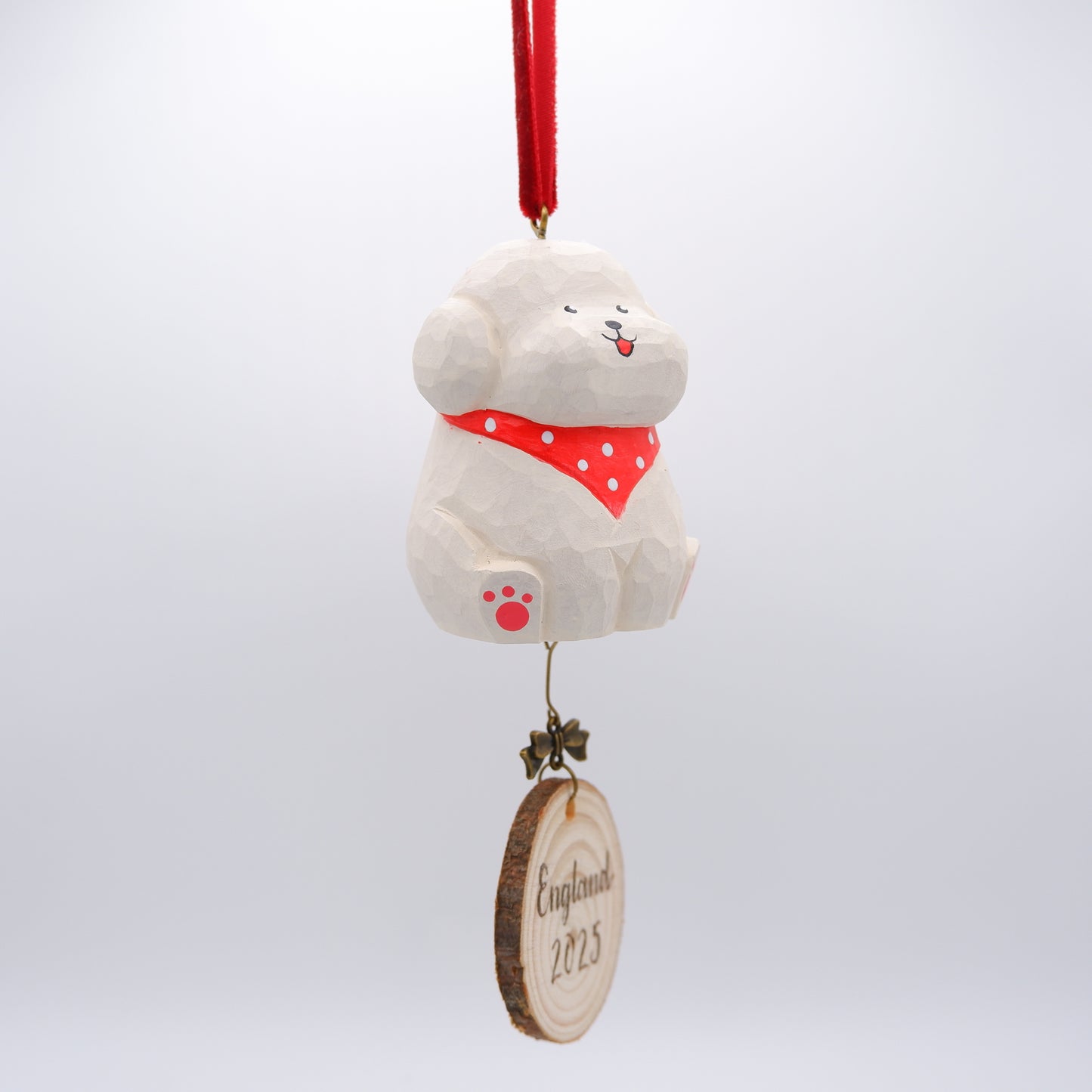 The Little Scholar - Hand Carved Wooden Ornament with Personalised Wooden Name Tag