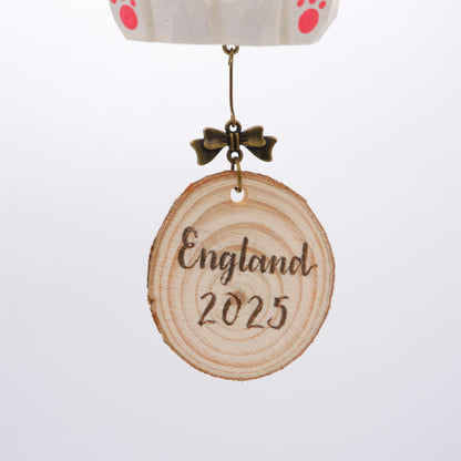 The Little Scholar - Hand Carved Wooden Ornament with Personalised Wooden Name Tag