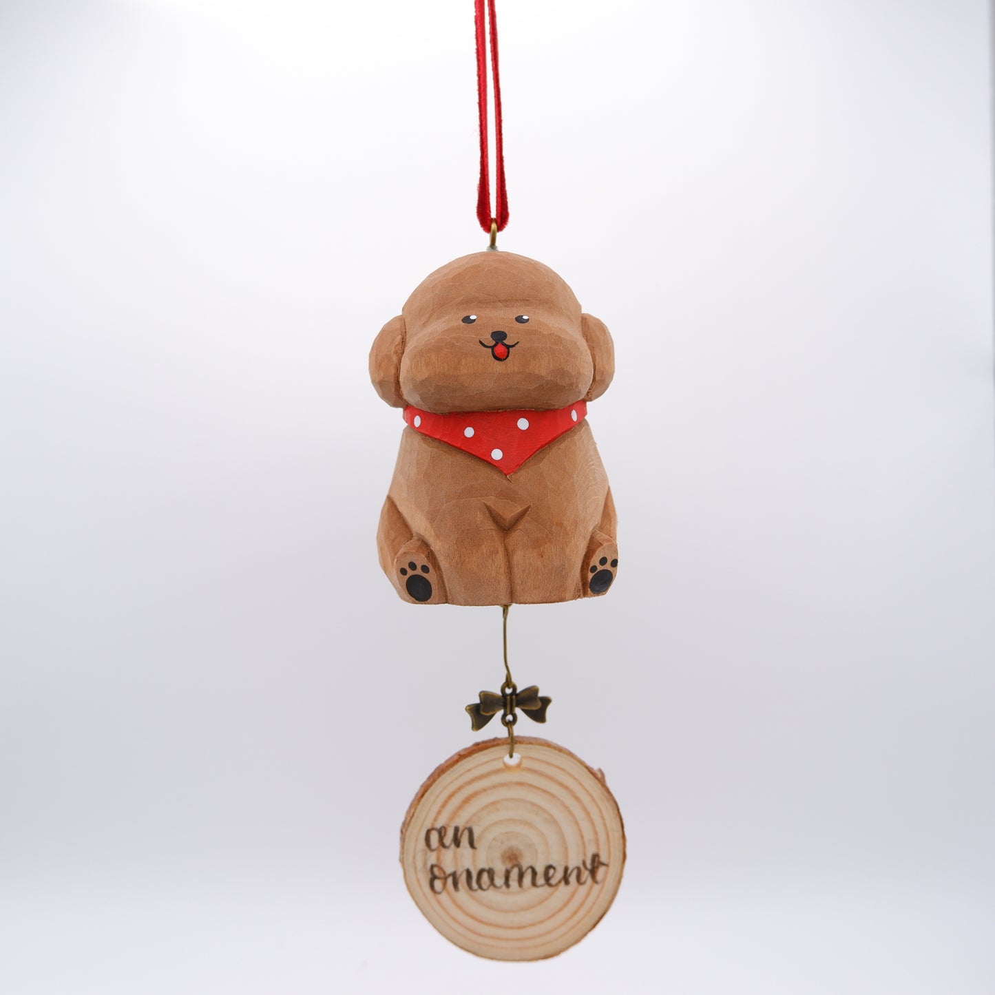 The Little Scholar - Hand Carved Wooden Ornament with Personalised Wooden Name Tag