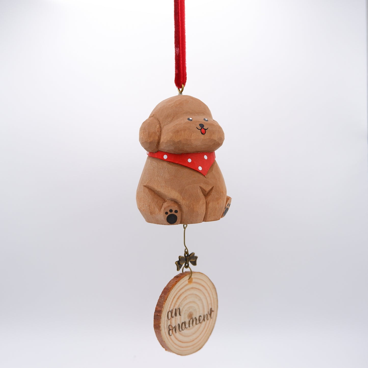 The Little Scholar - Hand Carved Wooden Ornament with Personalised Wooden Name Tag