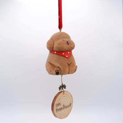 The Little Scholar - Hand Carved Wooden Ornament with Personalised Wooden Name Tag