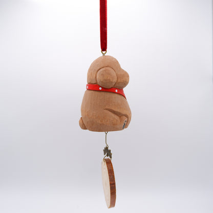 The Little Scholar - Hand Carved Wooden Ornament with Personalised Wooden Name Tag