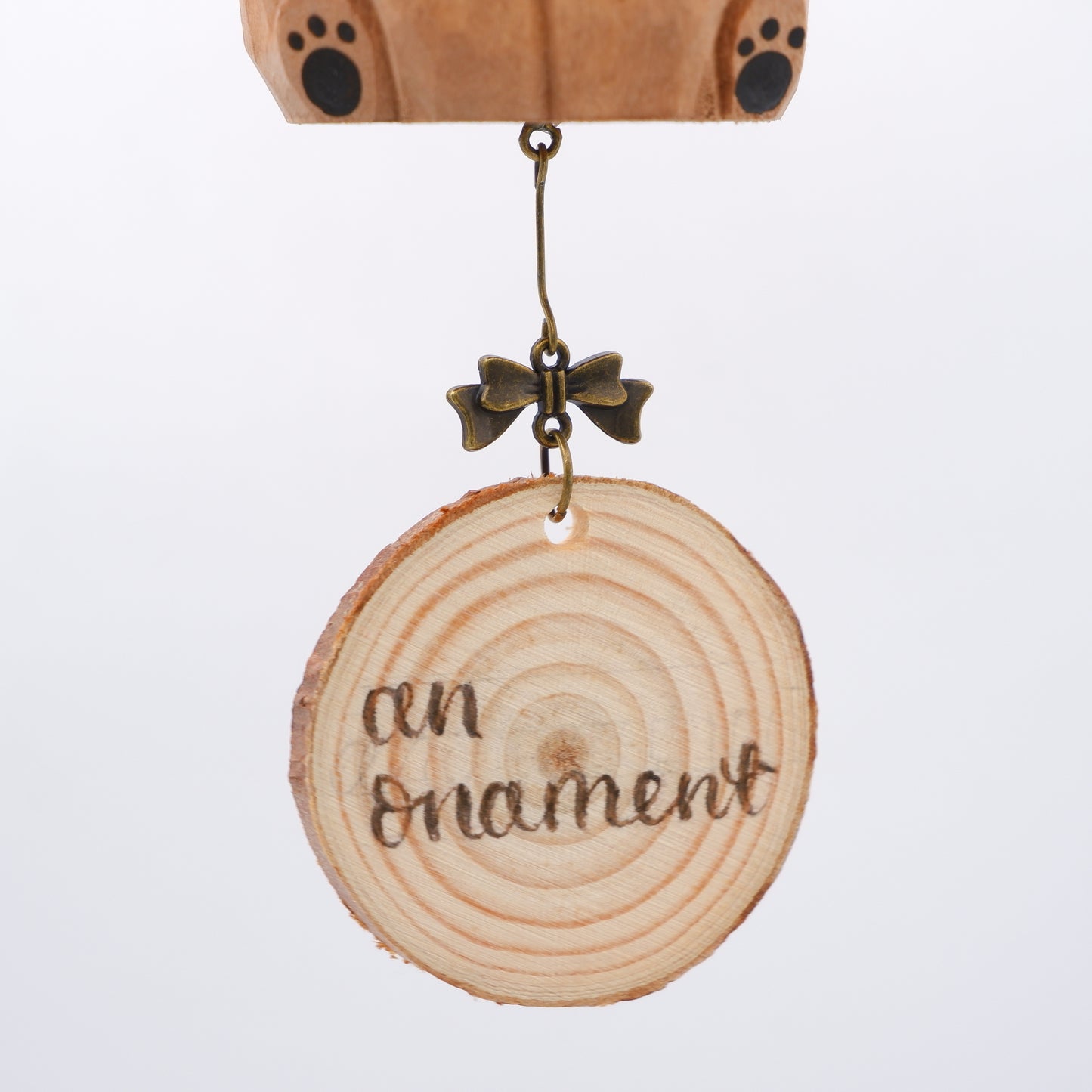 The Little Scholar - Hand Carved Wooden Ornament with Personalised Wooden Name Tag