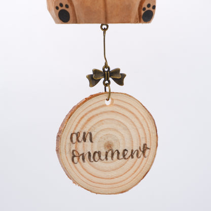 The Little Scholar - Hand Carved Wooden Ornament with Personalised Wooden Name Tag