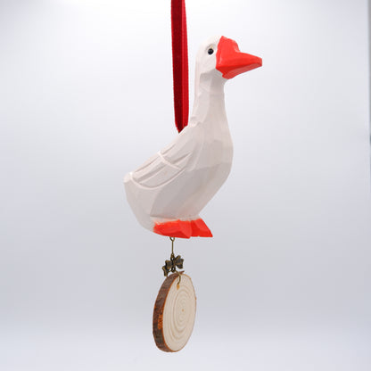 The Garrulous Observer - Hand Carved Wooden Ornament with Personalised Wooden Name Tag