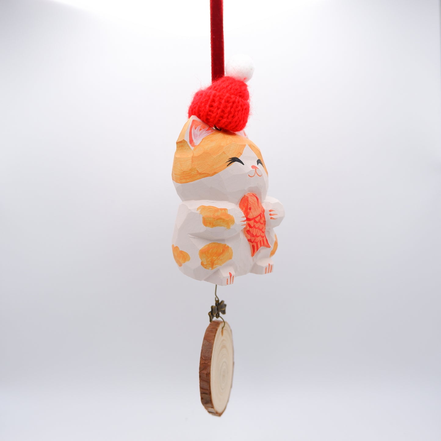 The Quiet Feast - Hand Carved Wooden Ornament with Personalised Wooden Name Tag