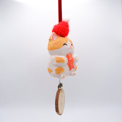 The Quiet Feast - Hand Carved Wooden Ornament with Personalised Wooden Name Tag