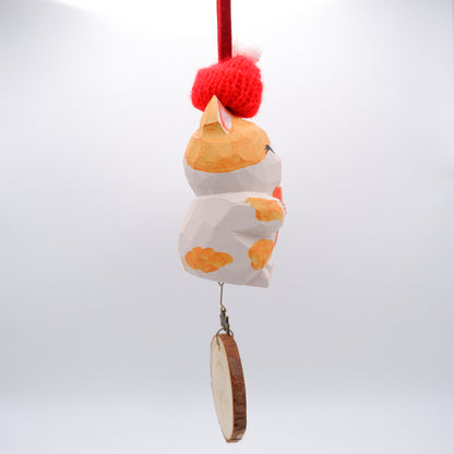 The Quiet Feast - Hand Carved Wooden Ornament with Personalised Wooden Name Tag