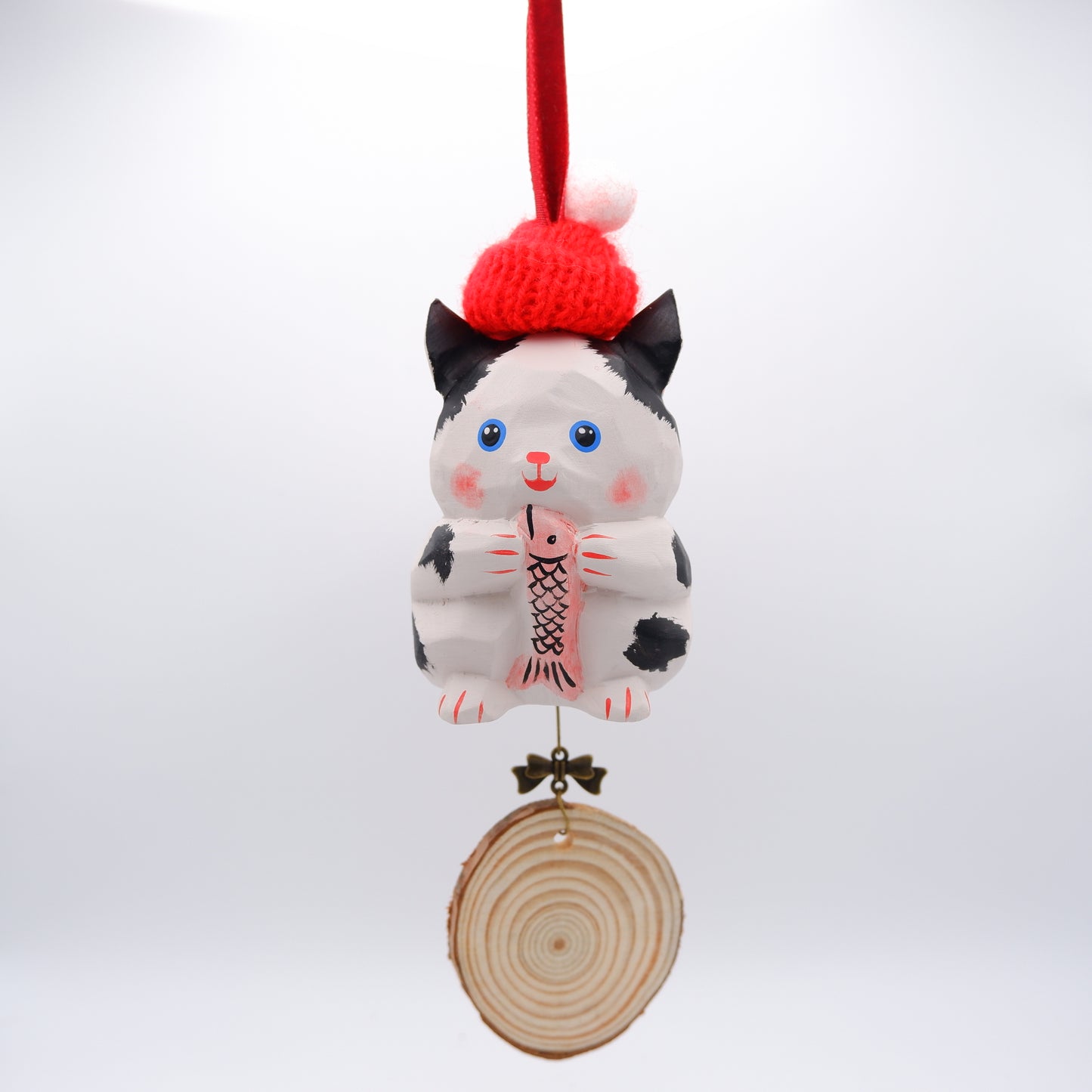 The Quiet Feast - Hand Carved Wooden Ornament with Personalised Wooden Name Tag