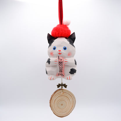 The Quiet Feast - Hand Carved Wooden Ornament with Personalised Wooden Name Tag