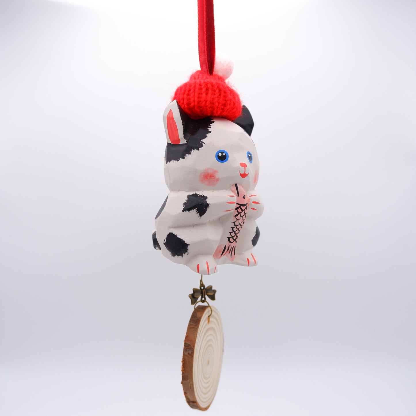 The Quiet Feast - Hand Carved Wooden Ornament with Personalised Wooden Name Tag