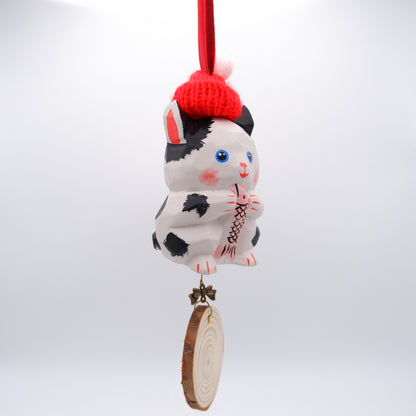 The Quiet Feast - Hand Carved Wooden Ornament with Personalised Wooden Name Tag