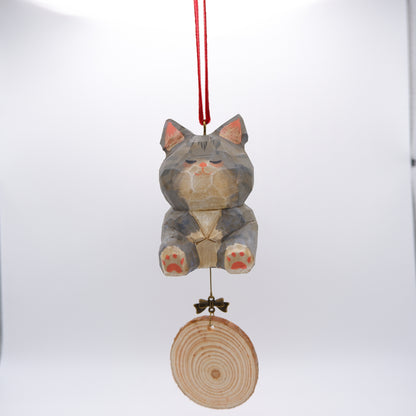 The Quiet Feast - Hand Carved Wooden Ornament with Personalised Wooden Name Tag