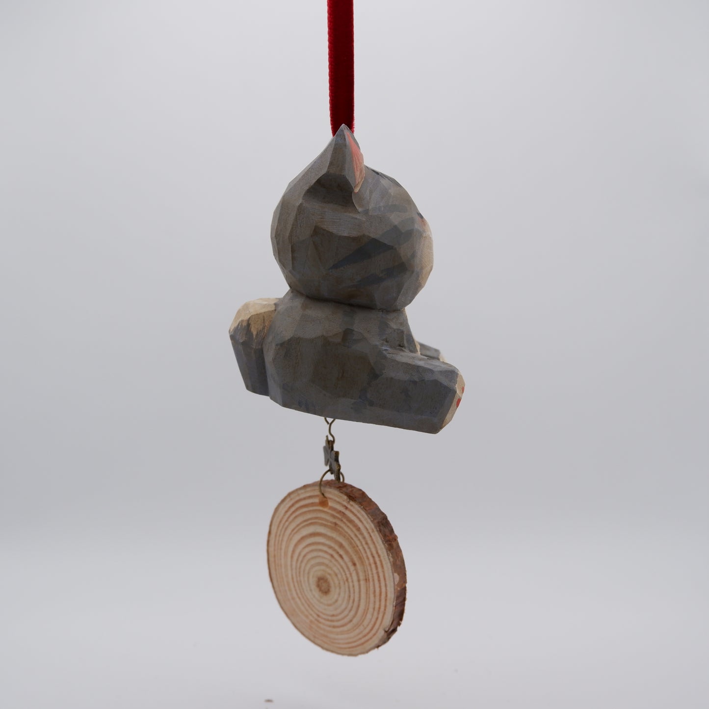 The Quiet Feast - Hand Carved Wooden Ornament with Personalised Wooden Name Tag